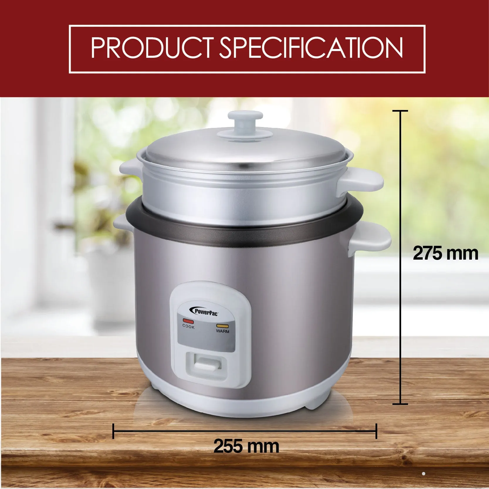 0.6L Rice Cooker with Steamer (PPRC62)