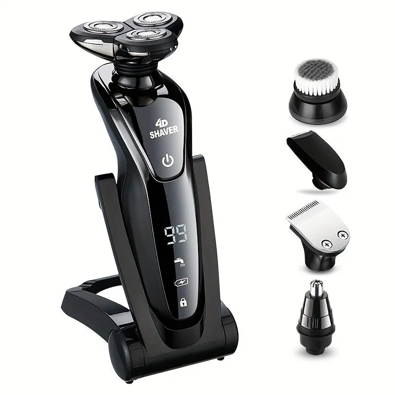 1 Set Electric 6-In-1 Shaver For Men, Dry & Wet 3D Men's Electric Shaver, Rechargeable Rotating Shaver, Father's Day Gift For Father, Man, Husband And Male Friend