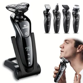 1 Set Electric 6-In-1 Shaver For Men, Dry & Wet 3D Men's Electric Shaver, Rechargeable Rotating Shaver, Father's Day Gift For Father, Man, Husband And Male Friend