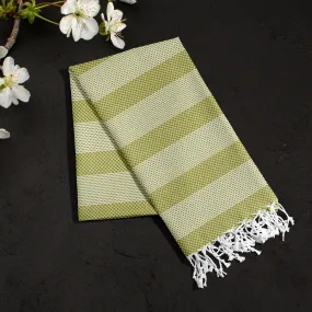 100 % Cotton 200 TC Olive Green Checkered 2 Pcs Bath Towel