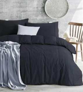 100% Egyptian Cotton Vintage Washed 500Tc Charcoal Super King Quilt Cover Set