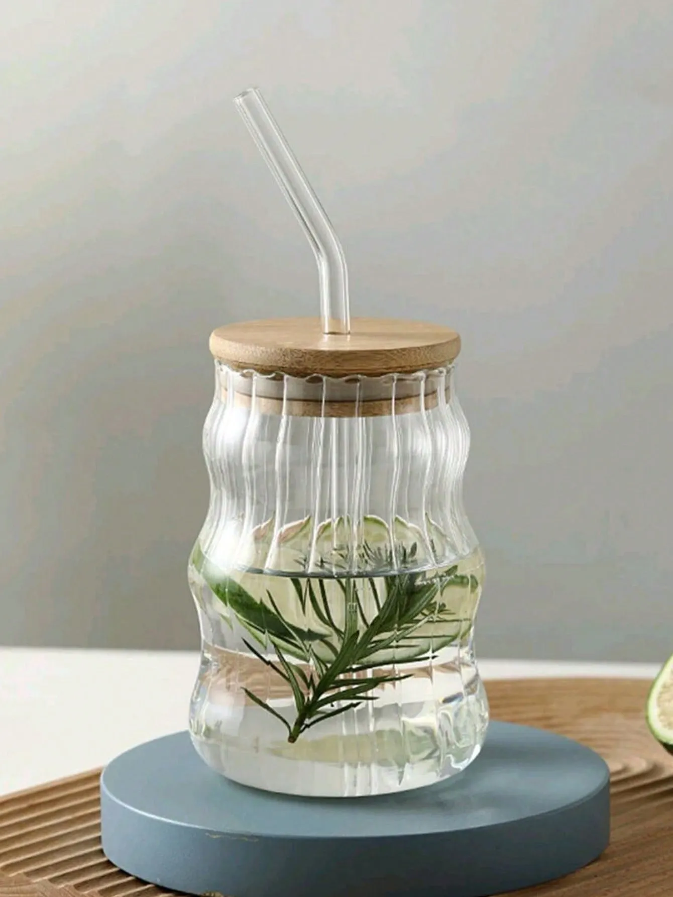 1pc 550ml Or 400ml Clear Straw Bottle, Modern Glass Coffee Cup For Home, Office