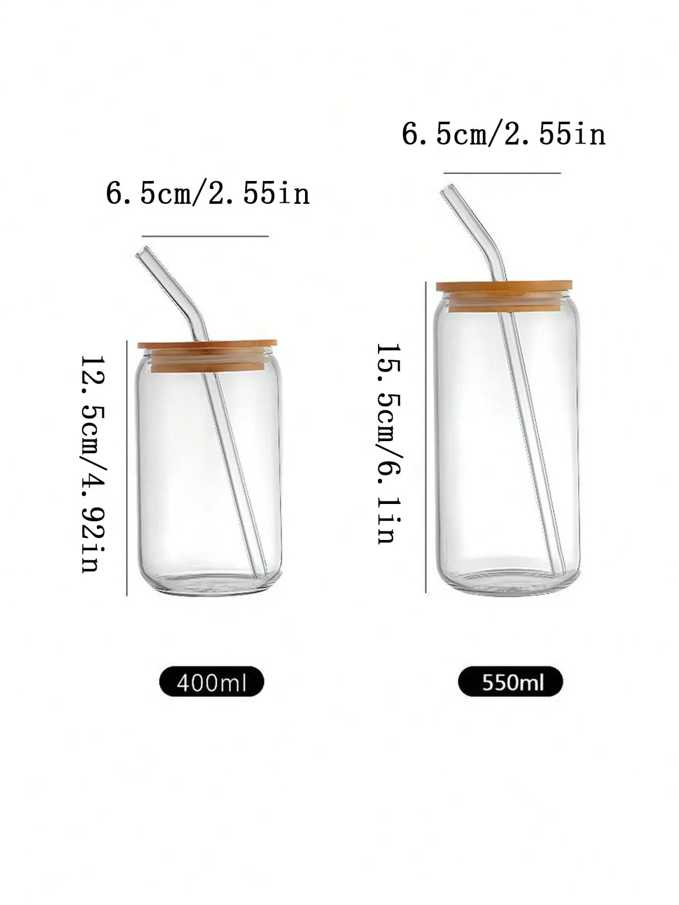 1pc 550ml Or 400ml Clear Straw Bottle, Modern Glass Coffee Cup For Home, Office