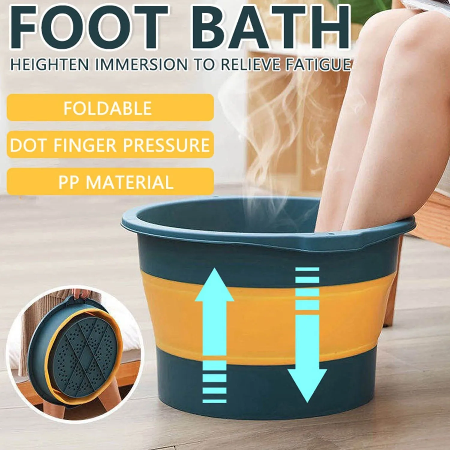 2786 Multi-Purpose Portable Collapsible Folding Tub, with Hanging Hole & Save Storage Space, Also use for Foot Spa.