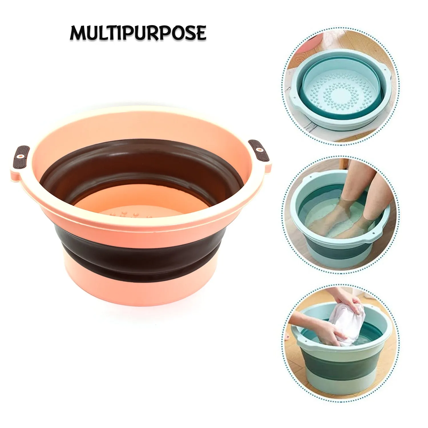 2786 Multi-Purpose Portable Collapsible Folding Tub, with Hanging Hole & Save Storage Space, Also use for Foot Spa.