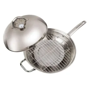 4-1 Smoker Wok Stainless Steel Stovetop