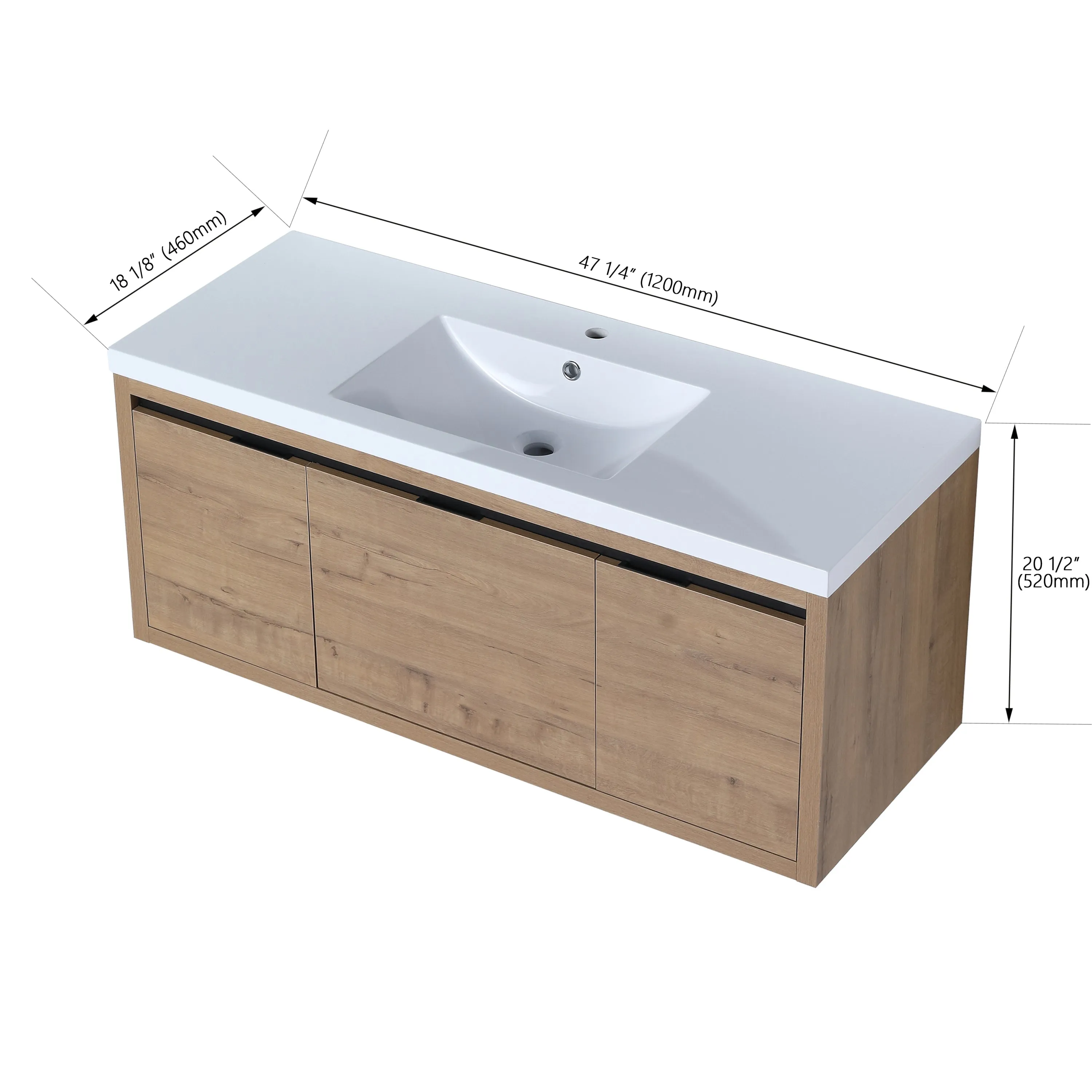 48 Inch Bathroom Cabinet With Sink - Oak