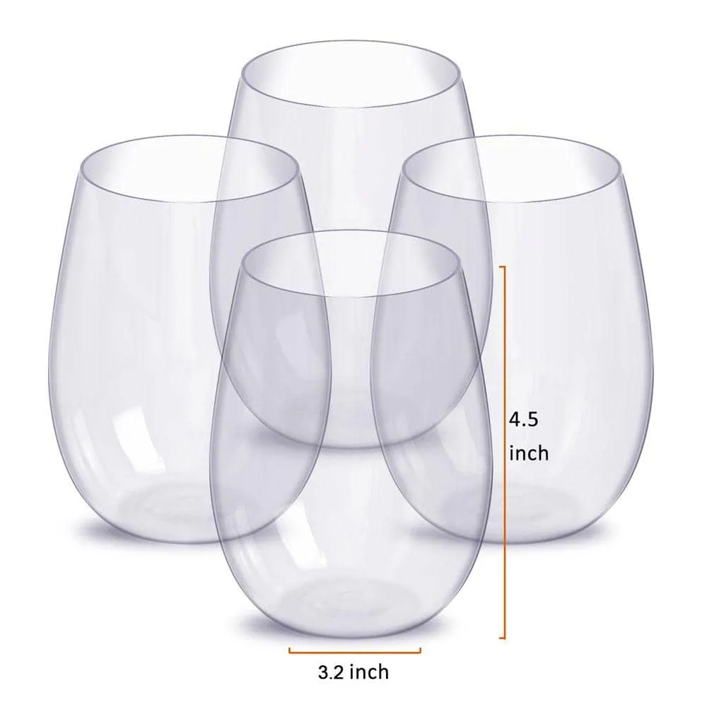 4pcs/set Shatterproof Stemless Plastic Wine Glasses Unbreakable PCTG Red Wine Glasses