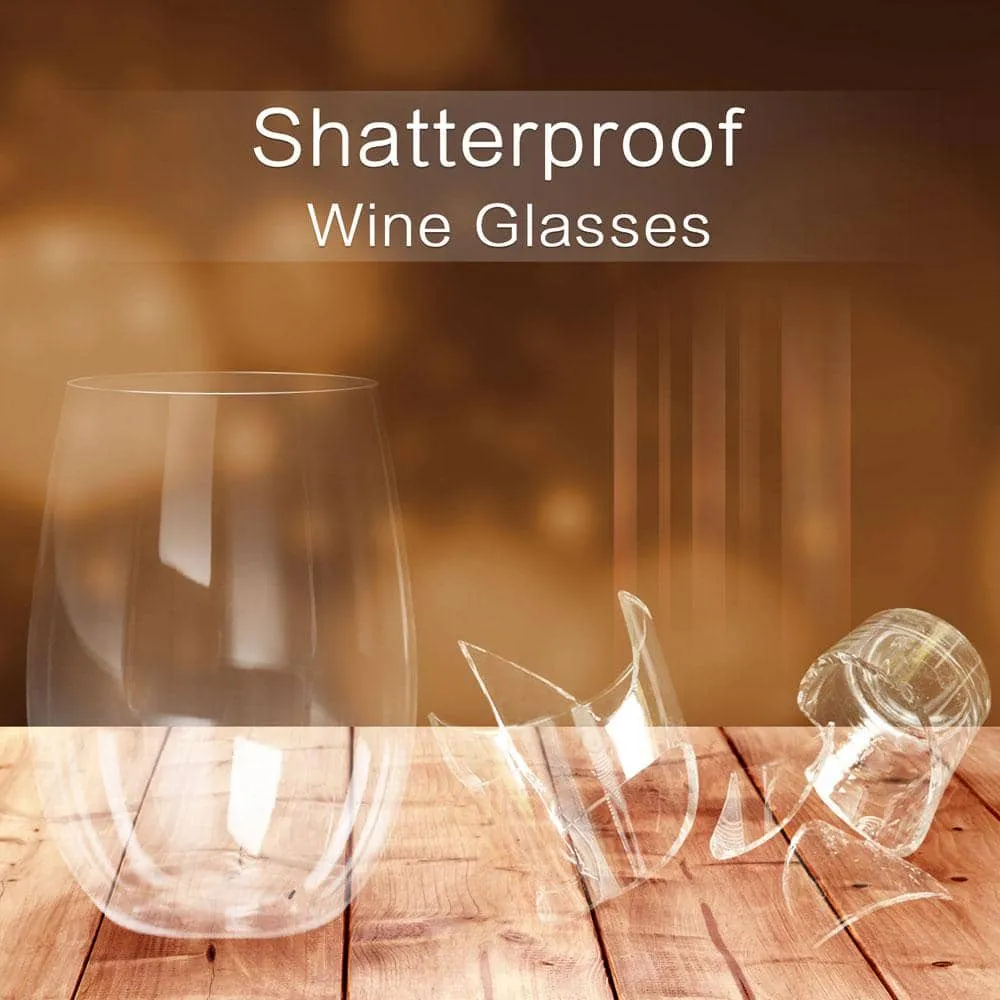 4pcs/set Shatterproof Stemless Plastic Wine Glasses Unbreakable PCTG Red Wine Glasses