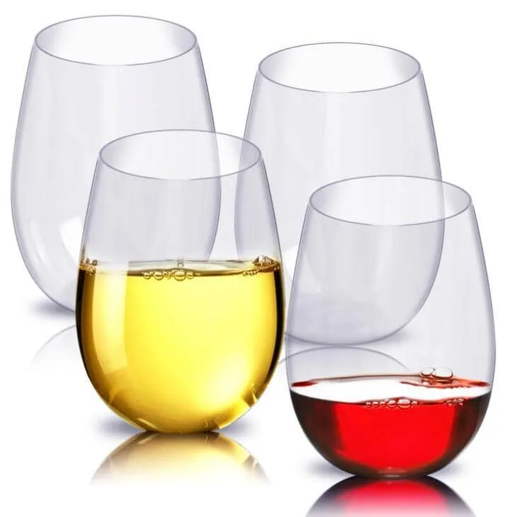 4pcs/set Shatterproof Stemless Plastic Wine Glasses Unbreakable PCTG Red Wine Glasses