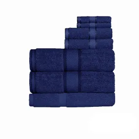 550gsm Cotton 7 Pce Bath Sheet Set Navy