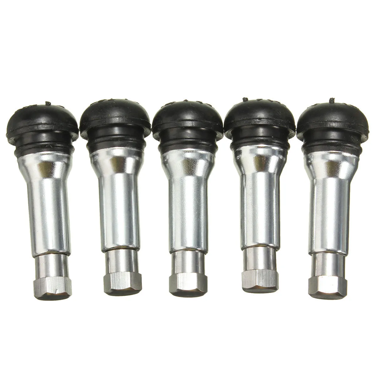 5pcs Car Chrome Alloy Aluminum Copper Tubeless Rubber Wheel Tyre Valve Stem Dust Cap Cover