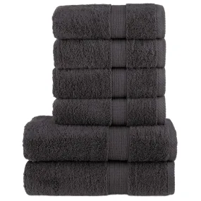 6 Piece Premium Towel Set Anthracite 600 gsm 100% Cotton