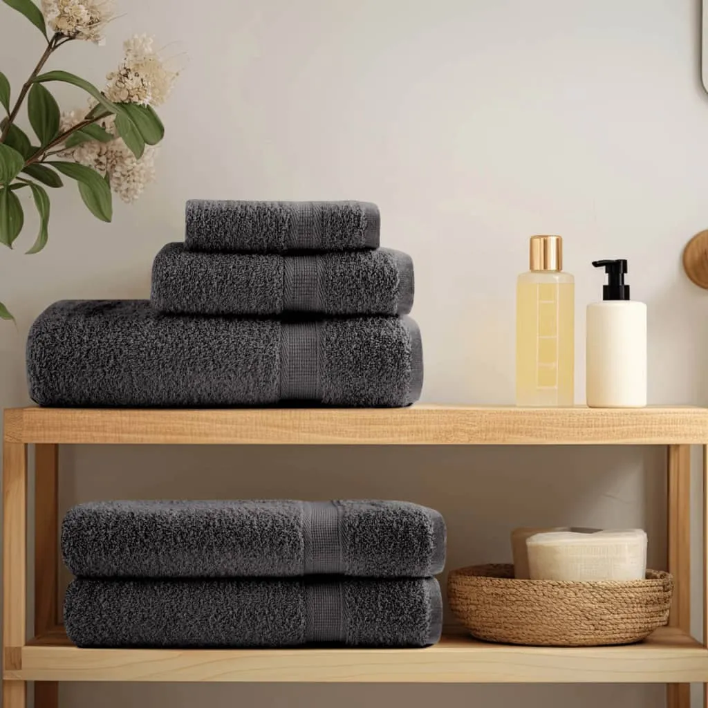 6 Piece Premium Towel Set Anthracite 600 gsm 100% Cotton