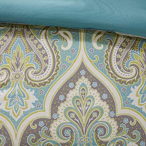 6 Piece - Teal Grey - Paisley Design - Queen Size