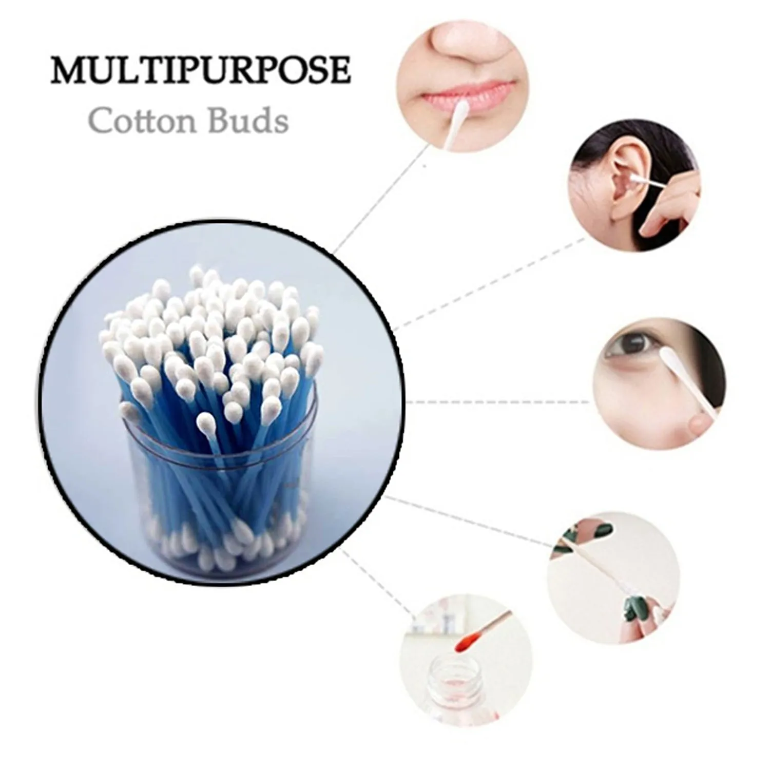 6010 Small Cotton Buds for ear cleaning, soft and natural cotton swabs (100 per pack)