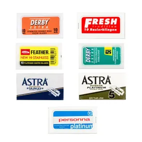 70pc Razor Blade Sampler: Derby, Astra, Feather, Fresh, Personna