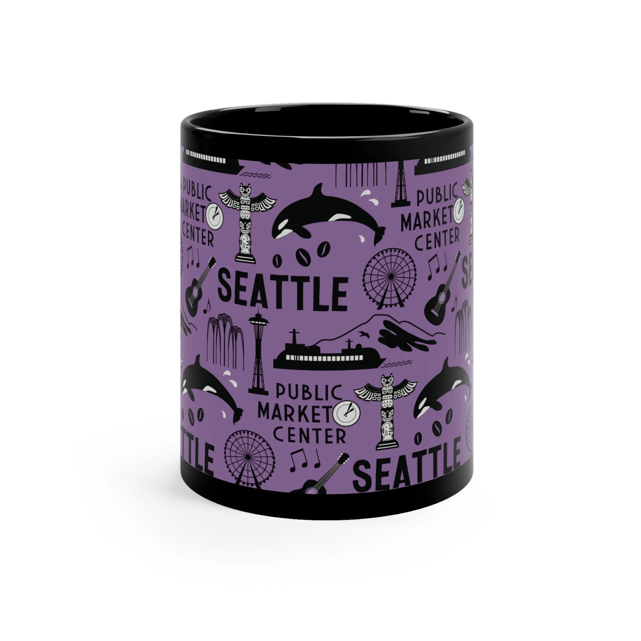 A Day in Seattle - Durable Ceramic Mug 11 oz - Dusty Blue, Armee Green, Fuchsia, ...