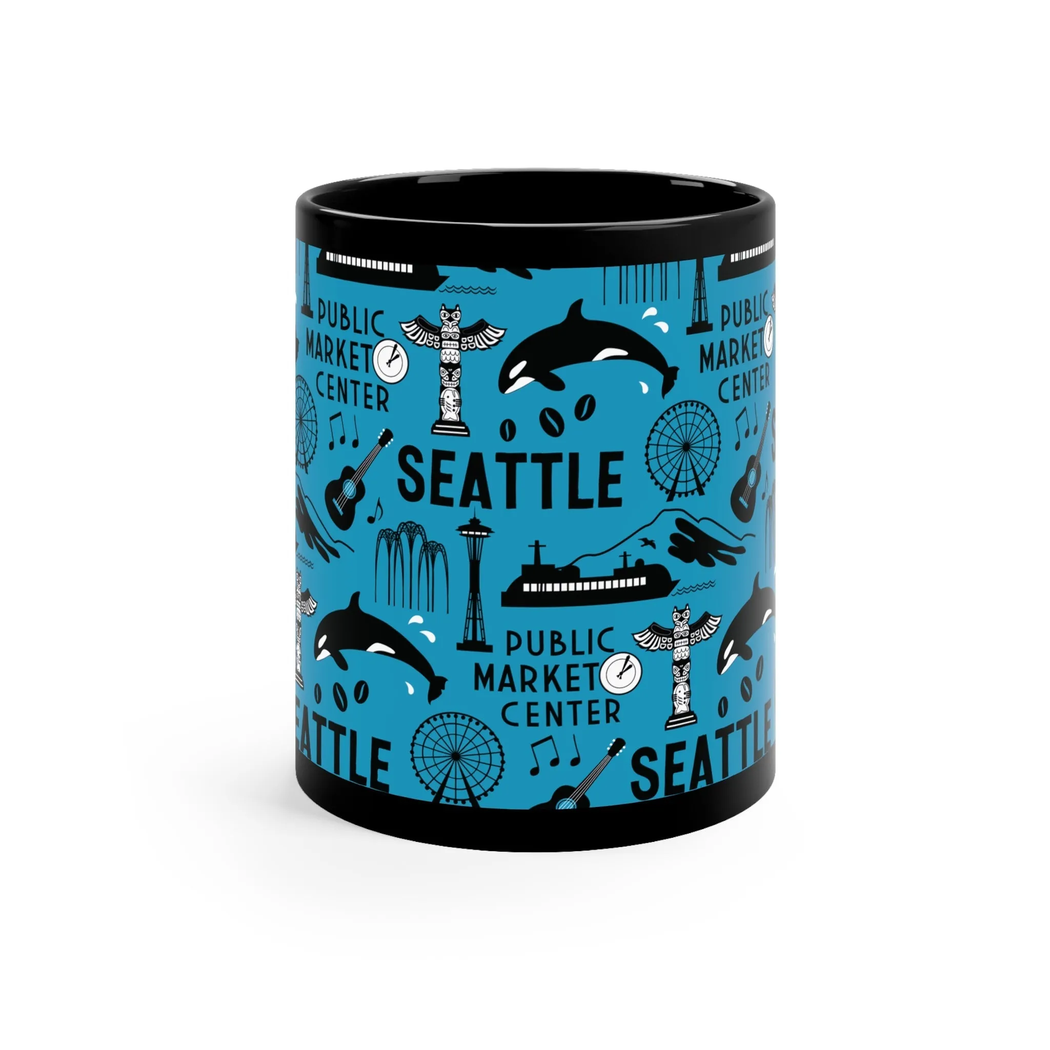 A Day in Seattle - Durable Ceramic Mug 11 oz - Dusty Blue, Armee Green, Fuchsia, ...