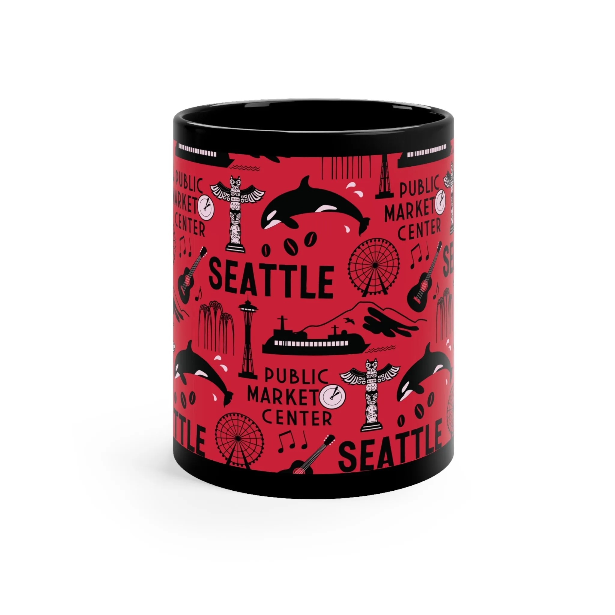 A Day in Seattle - Durable Ceramic Mug 11 oz - Dusty Blue, Armee Green, Fuchsia, ...