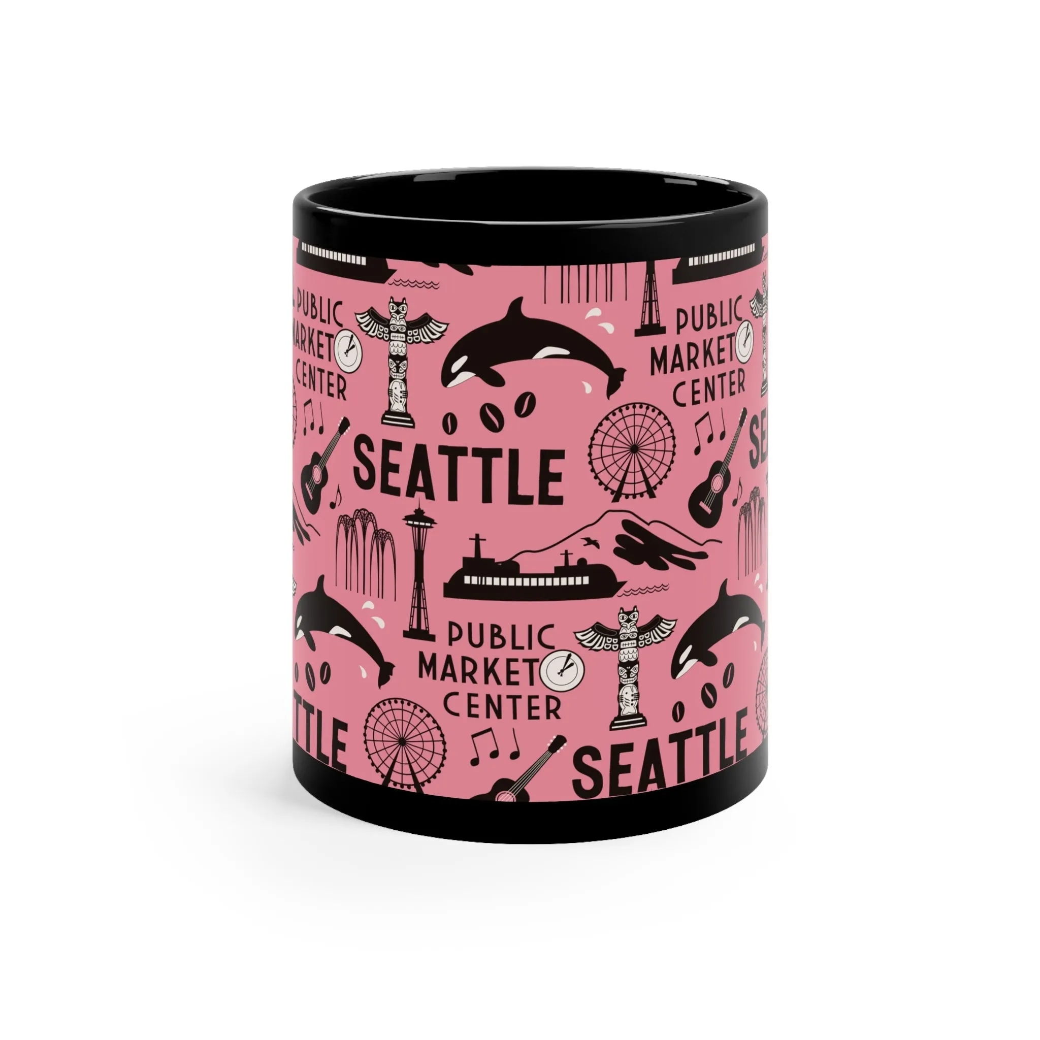 A Day in Seattle - Durable Ceramic Mug 11 oz - Dusty Blue, Armee Green, Fuchsia, ...