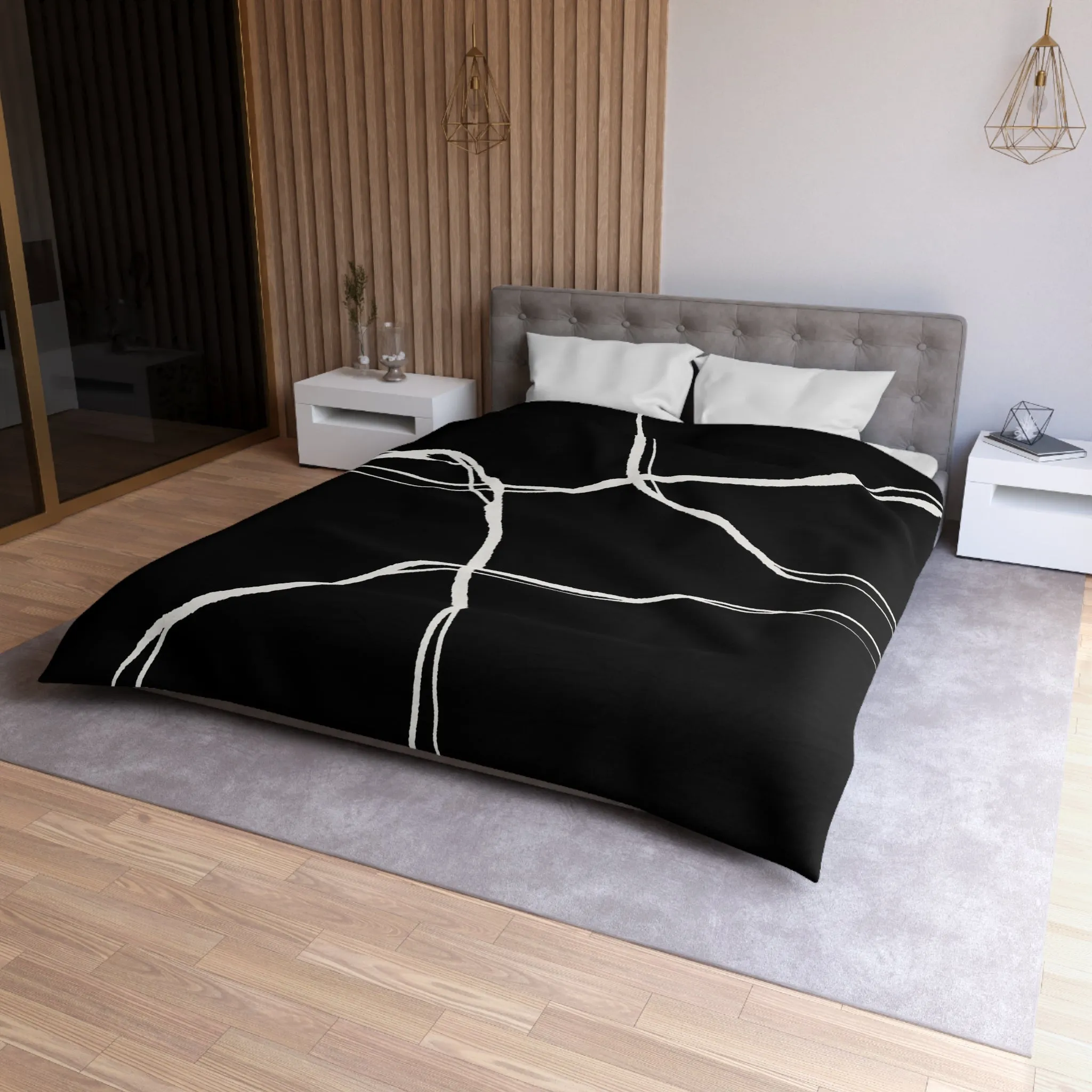 Abstract Duvet Cover | Black White Minimalist