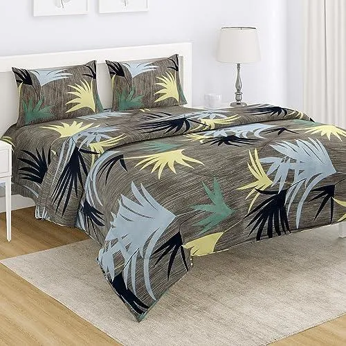 AC Comforter and Bedding Set for Double Bed, Mute Grey Fan Palm