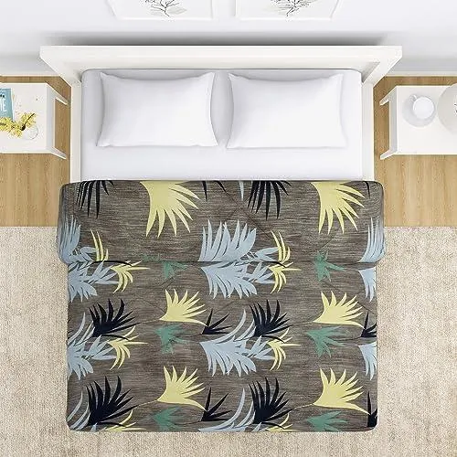 AC Comforter and Bedding Set for Double Bed, Mute Grey Fan Palm