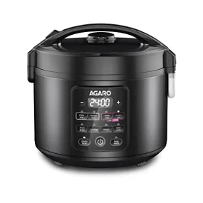 AGARO Regal Electric Rice Cooker, 3 Liters Ceramic Inner Bowl, Cooks Up to 600 Gms Raw Rice, SS Steamer, Preset Cooking Functions, Preset Timer, Keep Warm Function, LED Display, Black