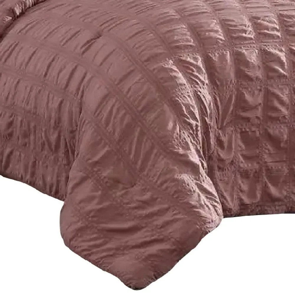 Alice 5 Piece King Comforter Set, Textured, The Urban Port, Rose Pink By Casagear Home