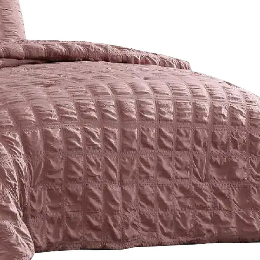 Alice 5 Piece King Comforter Set, Textured, The Urban Port, Rose Pink By Casagear Home