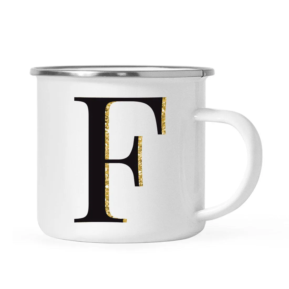 Andaz Press 11oz Black Faux Gold Glitter Monogram Campfire Coffee Mug