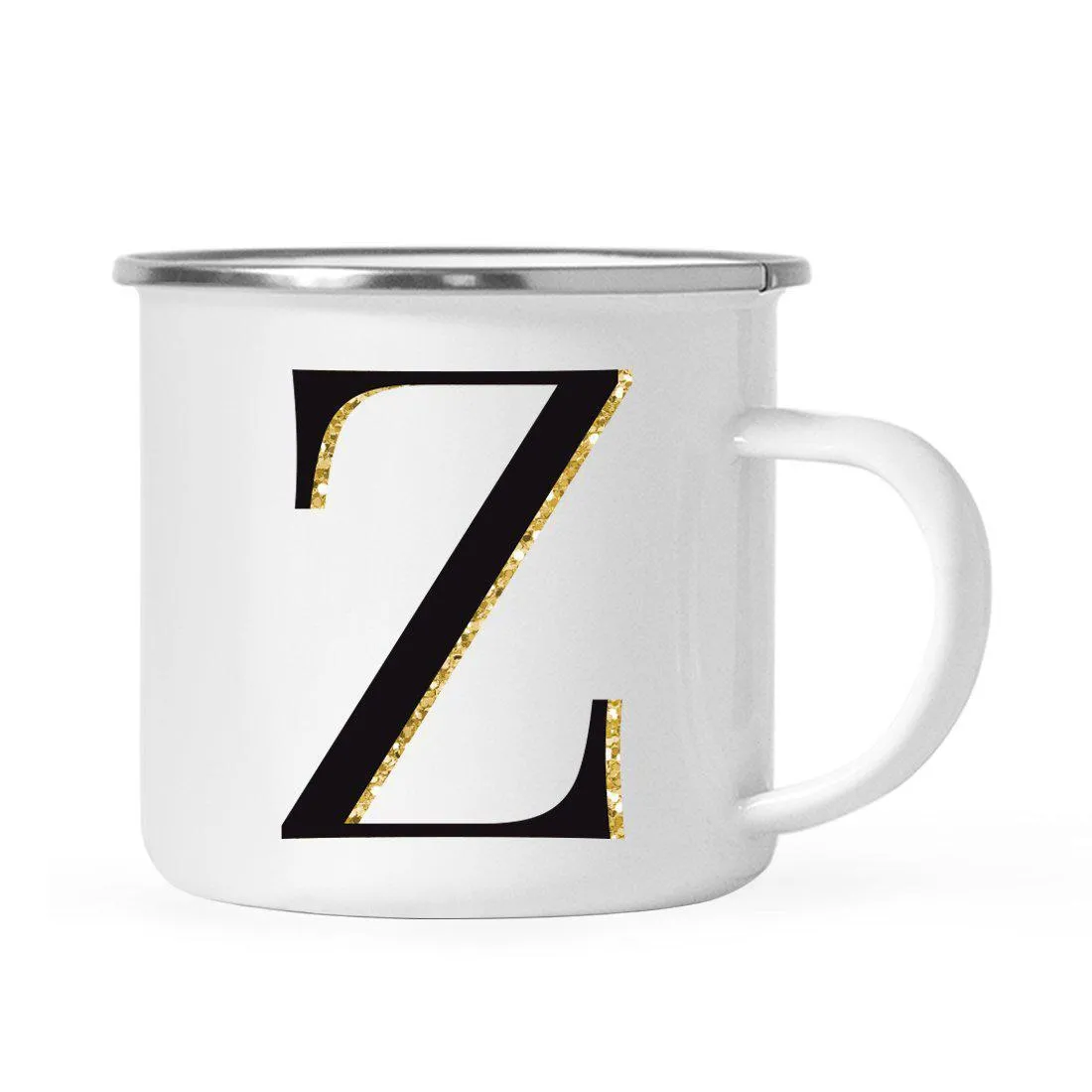 Andaz Press 11oz Black Faux Gold Glitter Monogram Campfire Coffee Mug