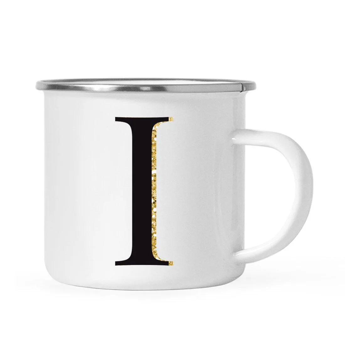 Andaz Press 11oz Black Faux Gold Glitter Monogram Campfire Coffee Mug