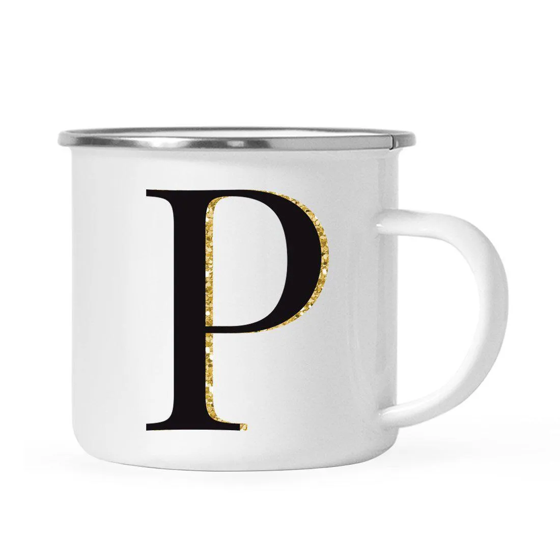 Andaz Press 11oz Black Faux Gold Glitter Monogram Campfire Coffee Mug