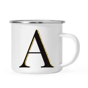 Andaz Press 11oz Black Faux Gold Glitter Monogram Campfire Coffee Mug