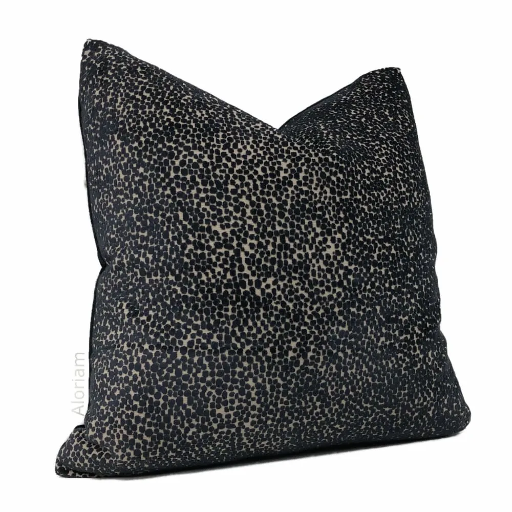 Ascott Black Abstract Cut Velvet Dots Pillow Cover