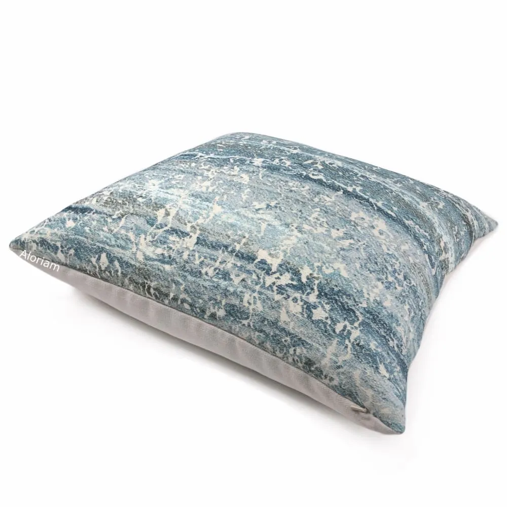 Atlantis Watery Blues Abstract Texture Pillow Cover