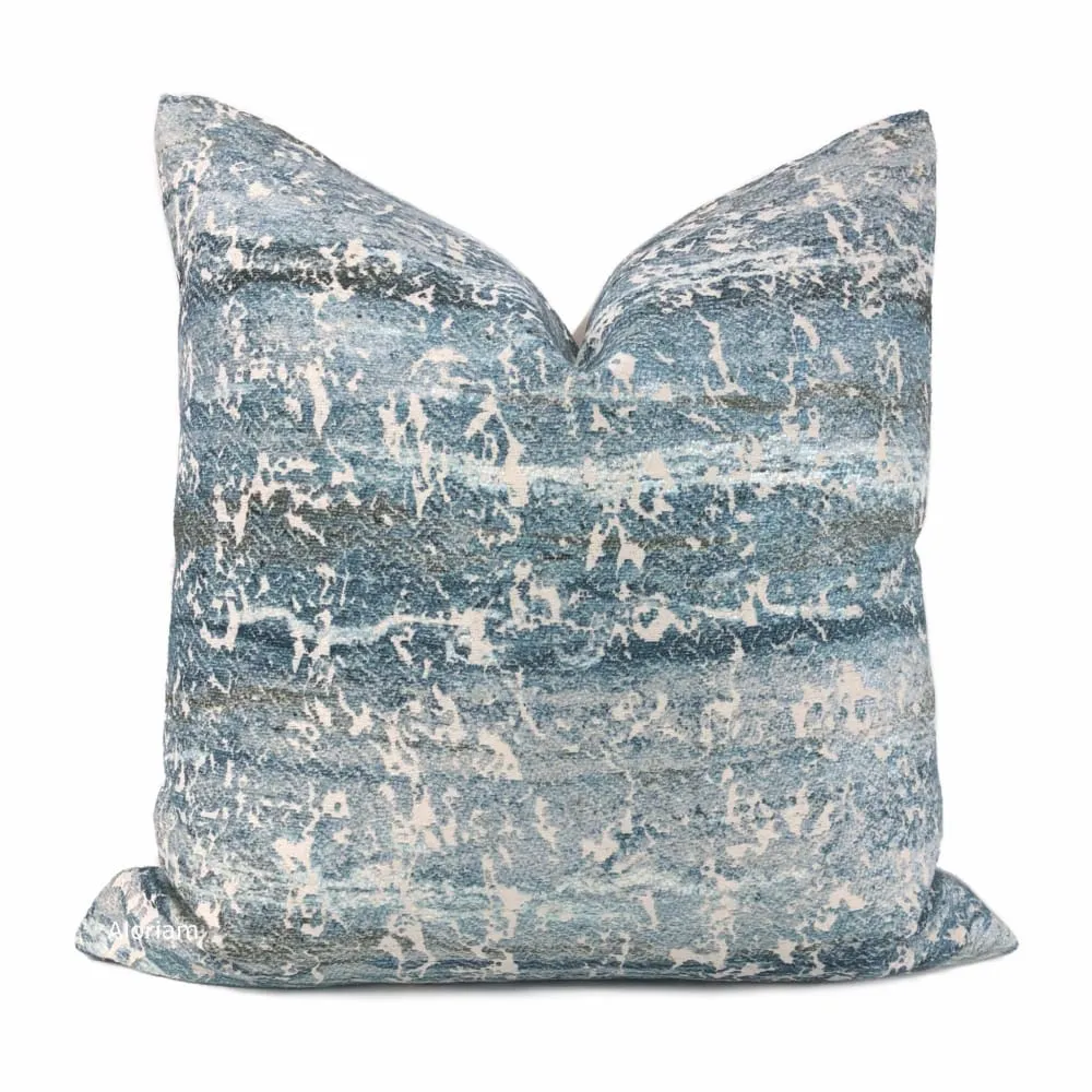 Atlantis Watery Blues Abstract Texture Pillow Cover