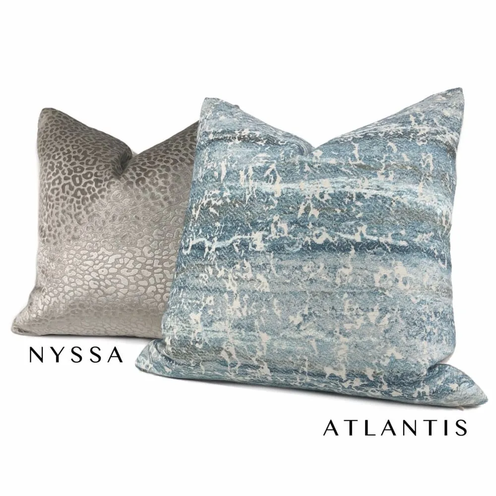 Atlantis Watery Blues Abstract Texture Pillow Cover