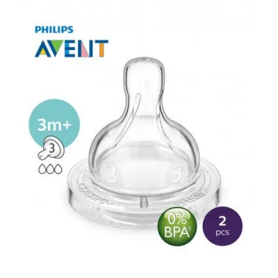 AVENT Teat Medium Flow 3m  / 3h PK2 (SCF633/27)