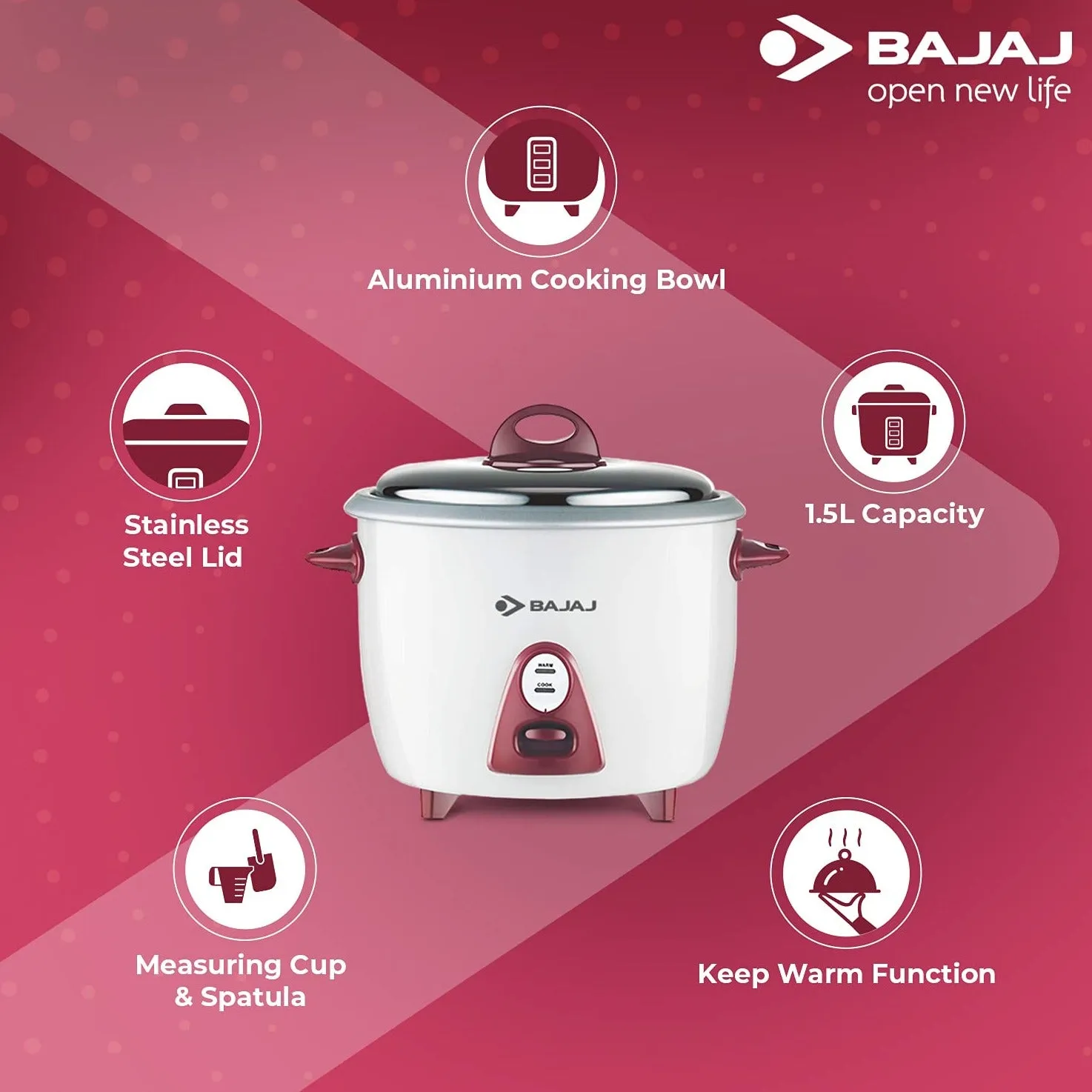 Bajaj Majesty RCX Multifunction Rice Cooker- 1 Pc