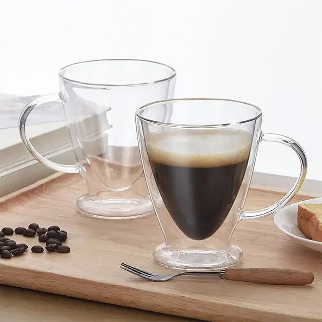 Barista Borosilicate Double Wall Footed Café Latte Coffee Mug 300ml 2pc10194