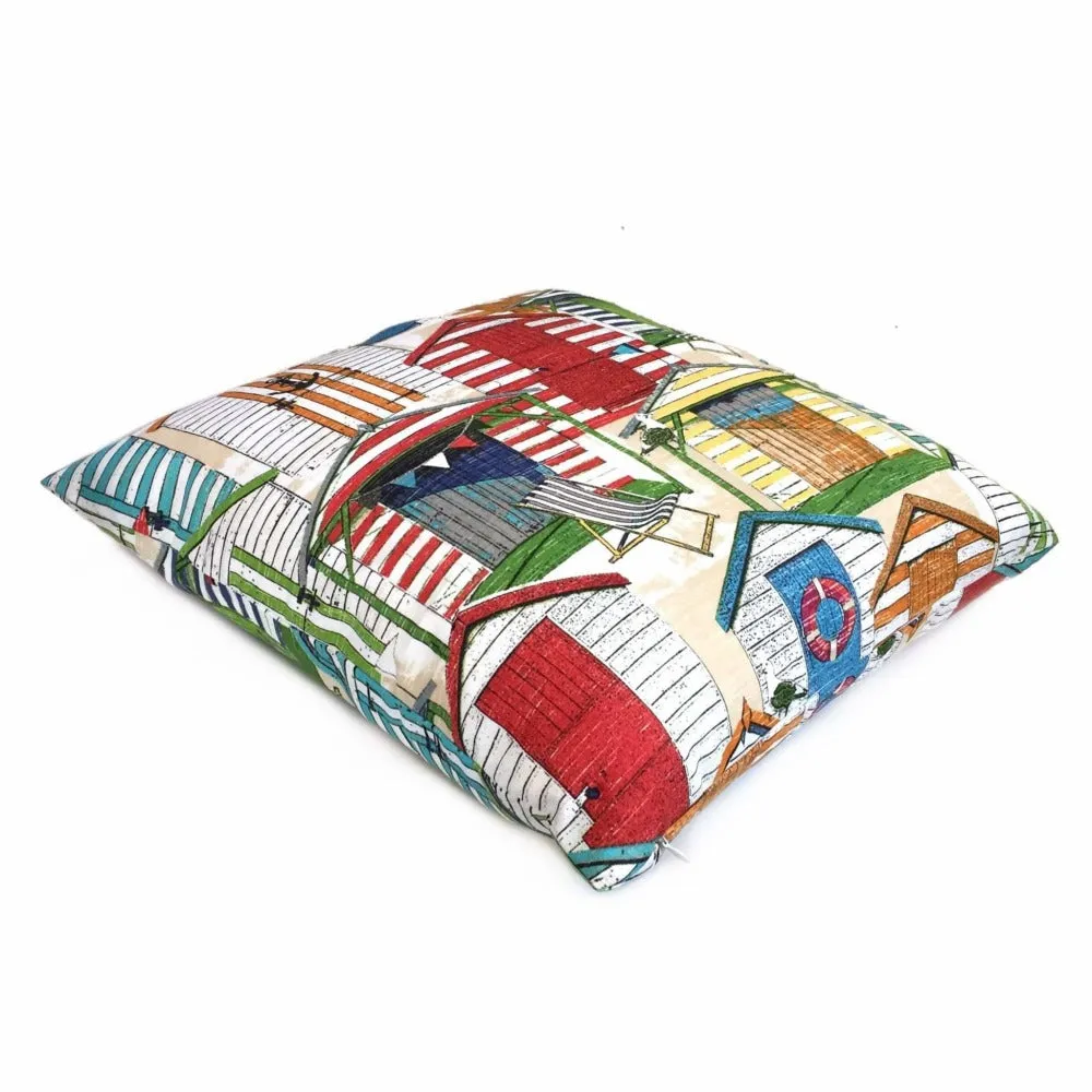 Beach Huts Cabana Outdoor Solarium White Red Blue Green Orange Decorative Throw Pillow Cover