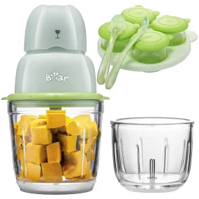 Bear Baby Food Puree Blender with 2 Glass Bowls, Baby Food Containers, Baby Spoons QSJ-H02P3