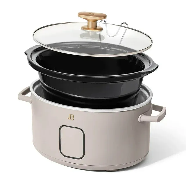 Beautiful 19459 6 Qt Programmable Slow Cooker, Porcini Taupe by Drew Barrymore