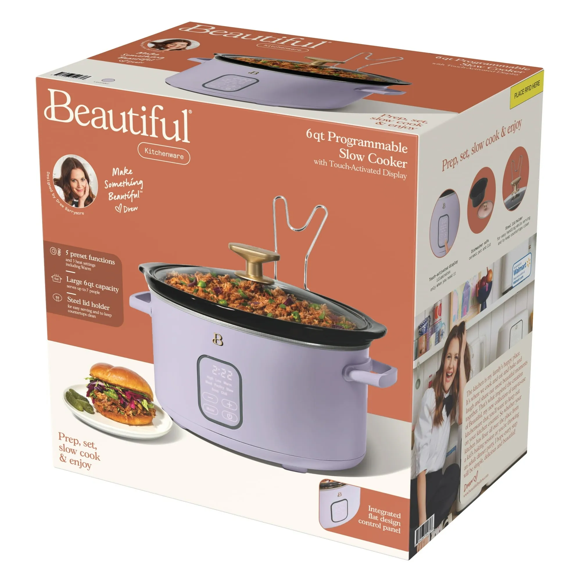 Beautiful 19475 6 Qt Programmable Slow Cooker, Lavender