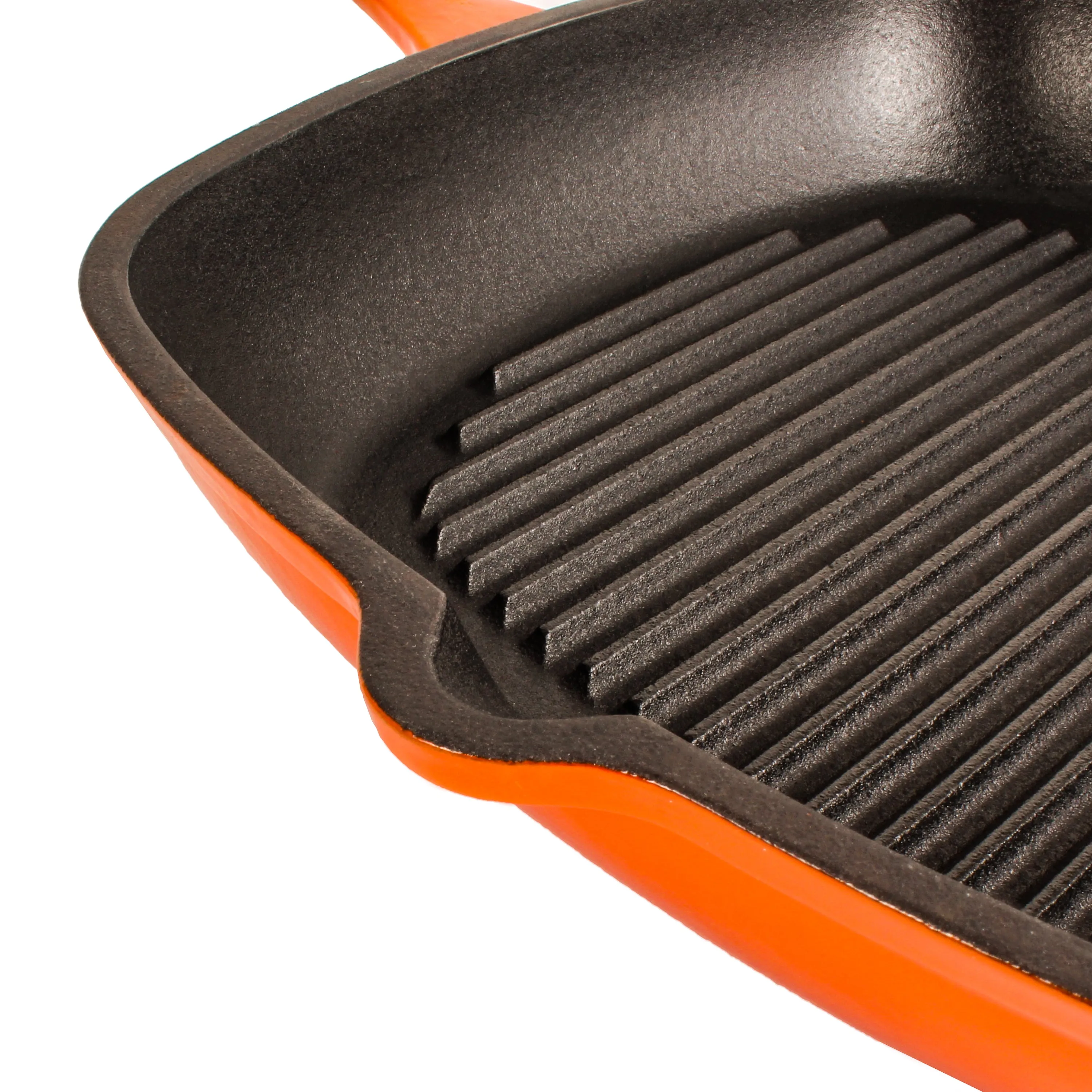 BergHOFF Neo 4pc Cast Iron Cookware Set, Fry Pan, Grill Pan & Round Dutch Oven, Orange