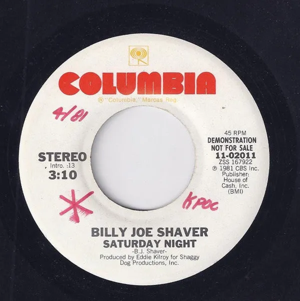 Billy Joe Shaver - Blue Texas Waltz (7", Promo) (NM or M-)