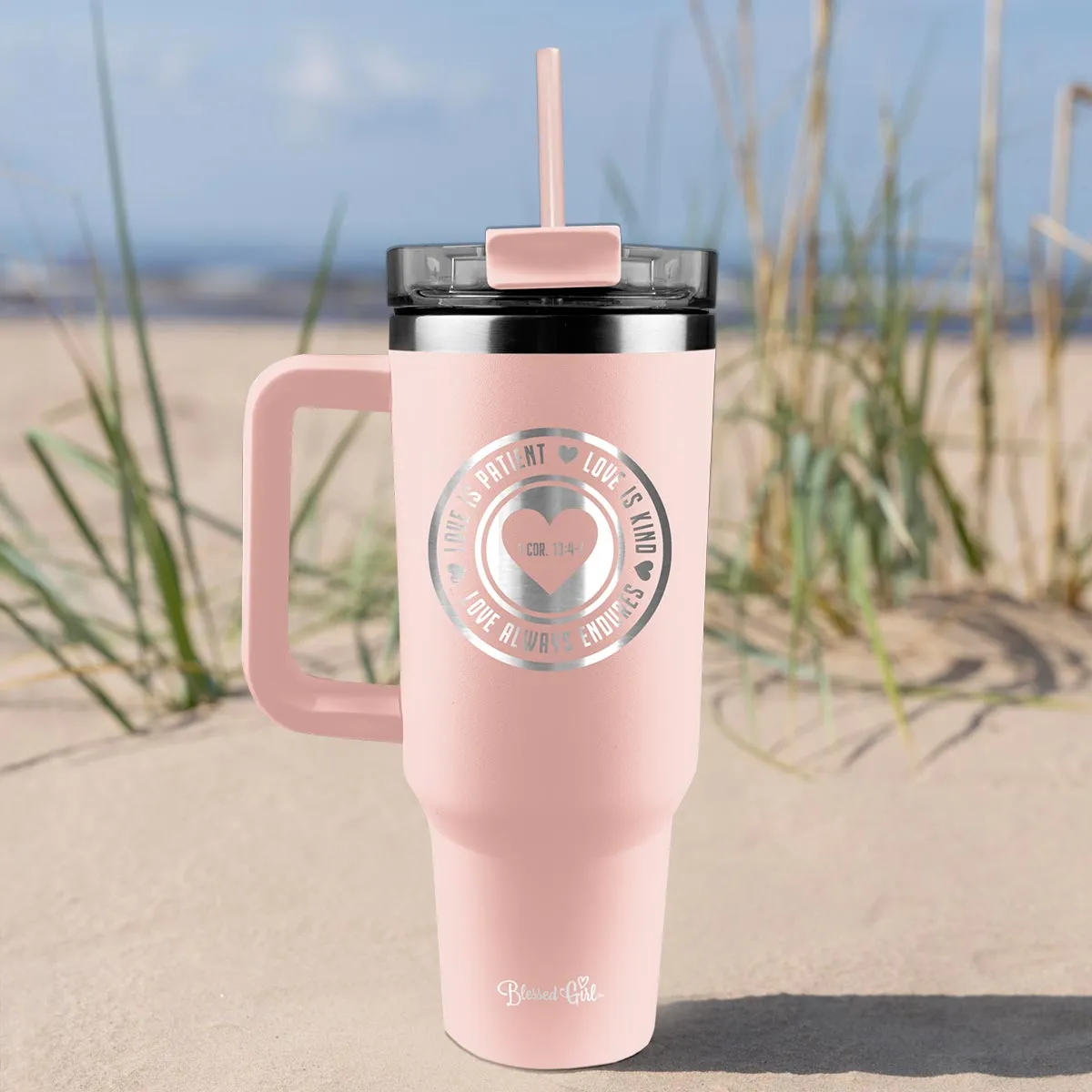 Blessed Girl 40 oz Stainless Steel Mug With Straw Love Is